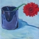 Blue mug with gerbera